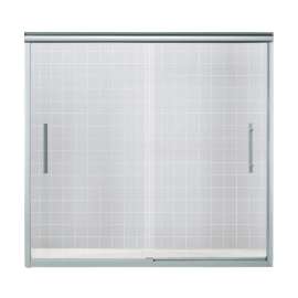 Frameless Sliding Shower Door 55.5-in H x 56.625-59.625-in W with Clear Glass in Silver