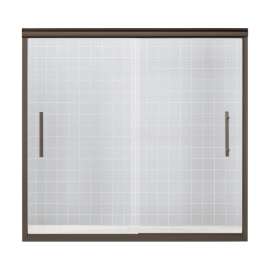 Frameless Sliding Shower Door 55.5-in H x 56.625-59.625-in W with Clear Glass in Deep Bronze