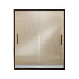 Frameless Sliding Shower Door 70.0625-in H x 44.625-59.625-in W with Clear Glass in Deep Bronze