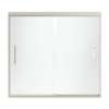 Frameless Bathtub Door 55.5-in H x 56.625-59.625-in W with Frosted Glass in Brushed Nickel