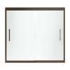 Frameless Bathtub Door 55.5-in H x 56.625-59.625-in W with Frosted Glass in Deep Bronze