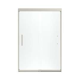 Frameless Sliding Shower Door 70.0625-in H x 44.625-47.625-in W with Frosted Glass in Brushed Nickel