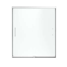 Frameless Sliding Shower Door 70.0625-in H x 56.625-59.625-in W with Frosted Glass in Silver