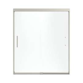 Frameless Sliding Shower Door 70.0625-in H x 56.625-59.625-in W with Frosted Glass in Brushed Nickel