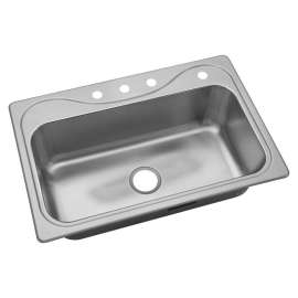 Stainless Steel Single Bowl Kitchen Sink 33-in W x 22-in L in Luster