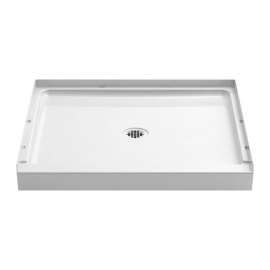 Shower Base 36-in L x 48-in W with Center Drain in White
