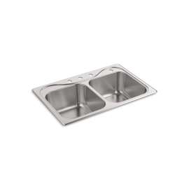 33" top-mount double-bowl kitchen sink