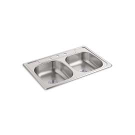 33" top-mount double-bowl kitchen sink