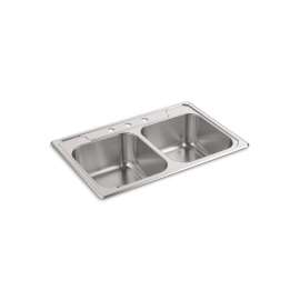 33" top-mount double-bowl kitchen sink