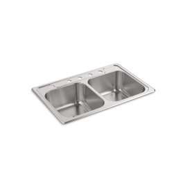 33" top-mount double-bowl kitchen sink