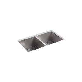 32" undermount double-bowl kitchen sink with accessories