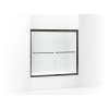 Frameless sliding bath door, 55-1/2" H x 52 - 57" W, with 1/4" thick Clear glass