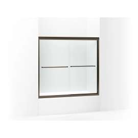 Frameless sliding bath door, 55-1/2" H x 52 - 57" W, with 1/4" thick Clear glass