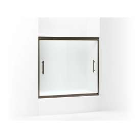55-1/2" H frameless sliding bath door with 5/16"-thick glass