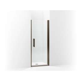 Headerless frameless pivot shower door 34-1/2" max opening x 67" H