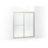 Framed sliding shower door, 70" H x 54-3/8 - 59-3/8" W, with 1/8" thick Clear glass