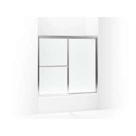 Framed sliding bath door, 56-1/4" H x 54-3/8 - 59-3/8" W, with 1/8" thick Rain glass