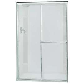 Framed sliding shower door, 65-1/2" H x 39 - 44" W, with 1/8" thick Pebbled glass