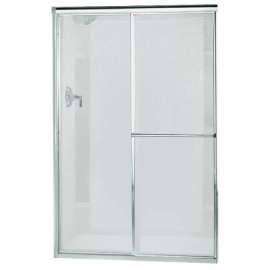 Framed sliding shower door, 65-1/2" H x 43-7/8 - 48-7/8" W, with 1/8" thick Pebbled glass