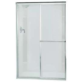 Framed sliding shower door, 65-1/2" H x 52-3/4 - 57-3/4" W, with 1/8" thick Pebbled glass