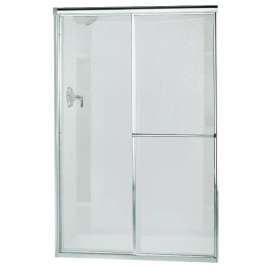 Framed sliding shower door, 65-1/2" H x 54-3/8 - 59-3/8" W, with 1/8" thick Pebbled glass