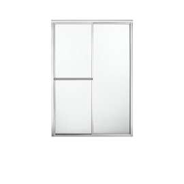 Framed sliding shower door, 70" H x 43-7/8 - 48-7/8" W, with 1/8" thick Rain glass
