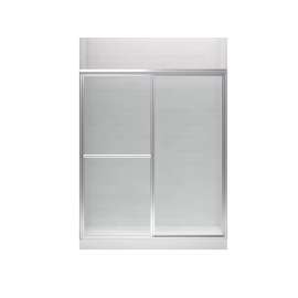 Framed sliding shower door, 70" H x 54-3/8 - 59-3/8" W, with 1/8" thick Rain glass