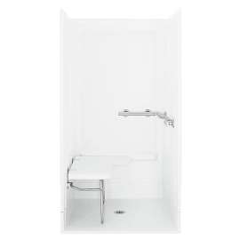 39-3/8" x 39-3/8" Vikrell(R) shower with left seat, right grab bars, center drain