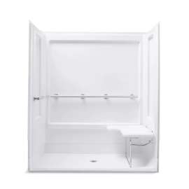 39-3/8" Vikrell(R) seated shower end wall set with right seat, left grab bar