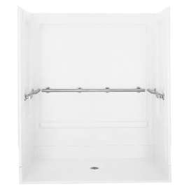 63-1/4" x 39-3/8" Vikrell(R) roll-in shower with grab bars, center drain