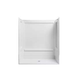 63-1/4" x 39-3/8" Vikrell(R) roll-in shower with Aging in Place backerboards, center drain