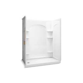 60" x 32" Vikrell(R) shower with Aging in Place backerboards, left drain