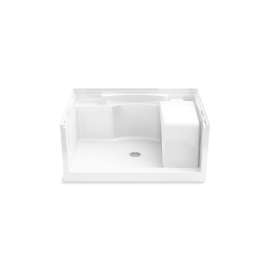 48" x 36" Vikrell(R) seated shower base, center drain