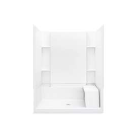 60" x 36" Vikrell(R) seated shower, center drain