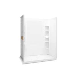 60" x 34" Vikrell(R) shower with Aging in Place backerboards, center drain