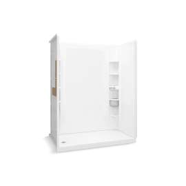 60" x 32" Vikrell(R) shower with Aging in Place backerboards, left drain