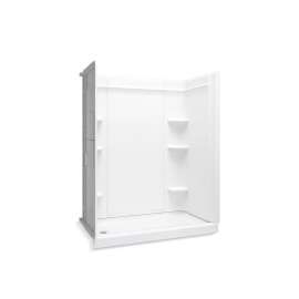 60" x 30" Vikrell(R) shower with Aging in Place backerboards, left drain