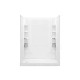 60" x 30" Vikrell(R) shower with Aging in Place backerboards, left drain