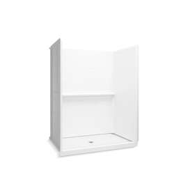 60" x 34" x 75" Vikrell(R) shower with Aging in Place backerboards, center drain