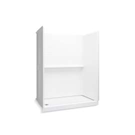 60" x 30" x 76-1/4" Vikrell(R) shower with Aging in Place backerboards, left drain