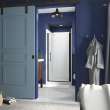 5698-36ADR-G03 Finesse Peak headerless frameless pivot shower door 36 in. max opening x 67 in. H with anodized deep bronze frame finish and frosted glass texture