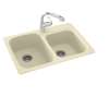 33-in D x 22-in W x 9-in H Solid Surface Dual Mount Double Bowl Kitchen Sink with 1-Hole in Bone