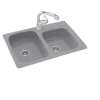 33-in D x 22-in W x 9-in H Solid Surface Dual Mount Double Bowl Kitchen Sink with 1-Hole in Gray Granite