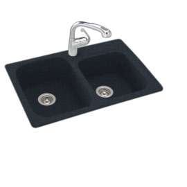 33-in D x 22-in W x 9-in H Solid Surface Dual Mount Double Bowl Kitchen Sink with 1-Hole