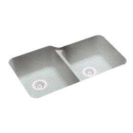 32.75-in D x 21.125-in W x 8.25-in H Solid Surface Undermount Double Bowl Kitchen Sink with 0-Hole in Tahiti Gray