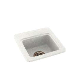 15-in D x 15-in W x 6-in H Solid Surface Drop-in Bar Sink with 1-Hole in Bisque