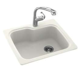 25-in D x 22-in W x 9.5-in H Solid Surface Dual Mount Single Bowl Kitchen Sink with 1-Hole in Bisque
