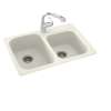 33-in D x 22-in W x 9-in H Solid Surface Dual Mount Double Bowl Kitchen Sink with 1-Hole in Bisque