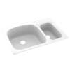 33-in D x 22-in W x 9.75-in H Solid Surface Dual Mount Double Bowl Kitchen Sink with 1-Hole in White
