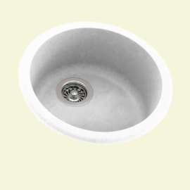 18.5-in D x 18.5-in W x 8-in H Solid Surface Drop-in Bar Sink with 0-Hole in White